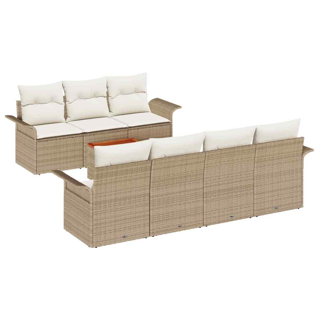Gartensofa-set 8 stk. Beige Poly-Rattan