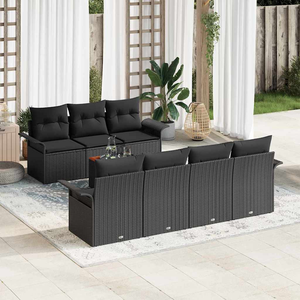 Gartensofa-set 8 stk. Schwarz Poly-Rattan