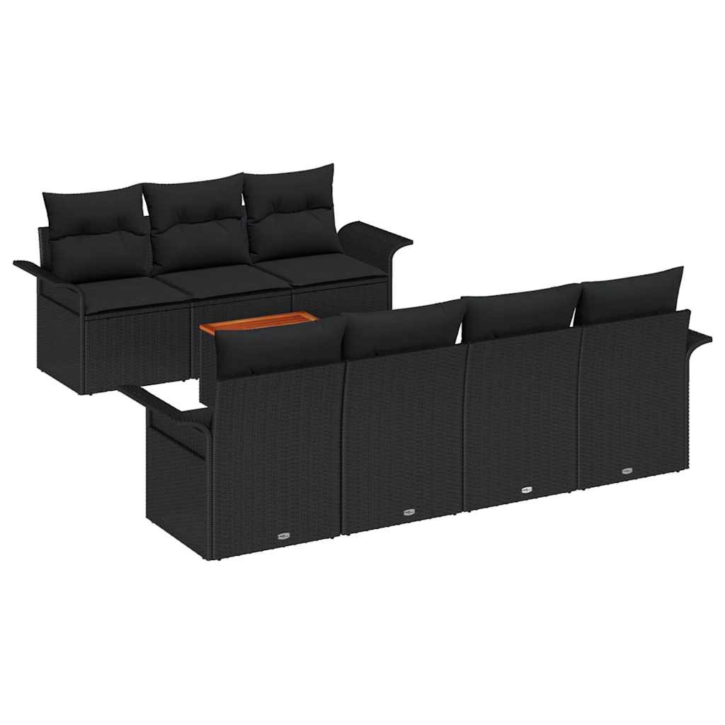 Gartensofa-set 8 stk. Schwarz Poly-Rattan
