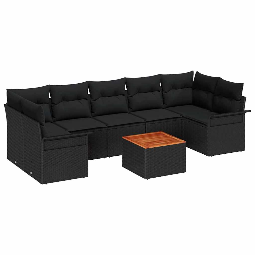 Gartensofa-set 8 Stk. Schwarz Poly-Rattan