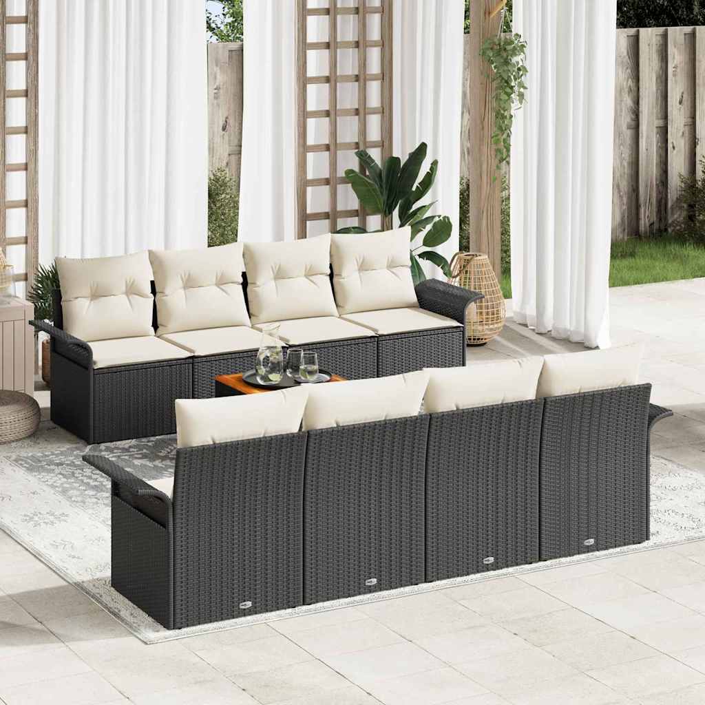 Gartensofa-set 9 Stk. Schwarz Poly-Rattan