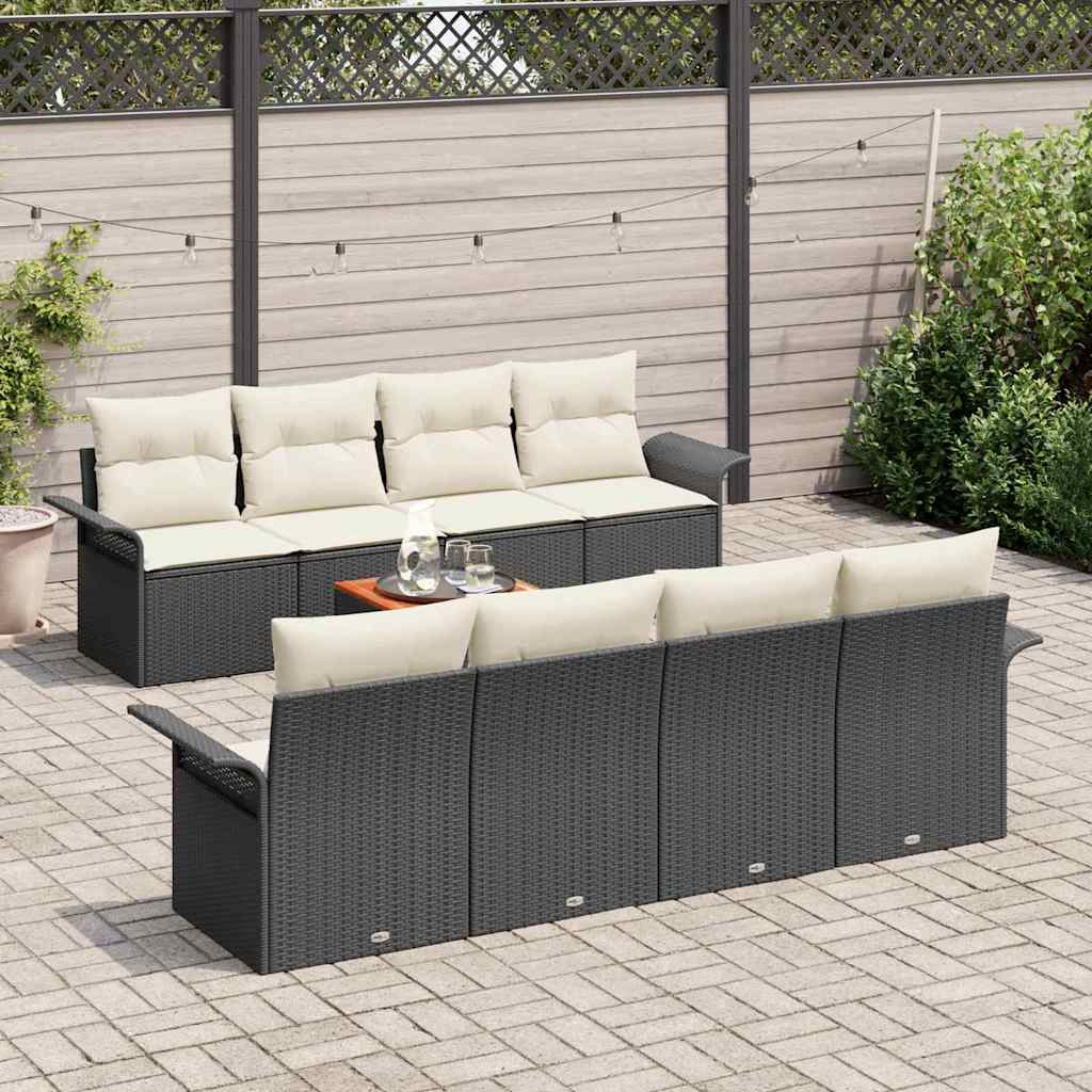 Gartensofa-set 9 Stk. Schwarz Poly-Rattan