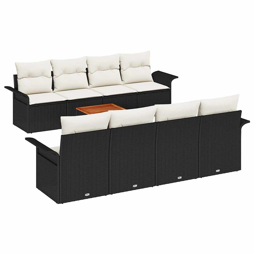 Gartensofa-set 9 Stk. Schwarz Poly-Rattan