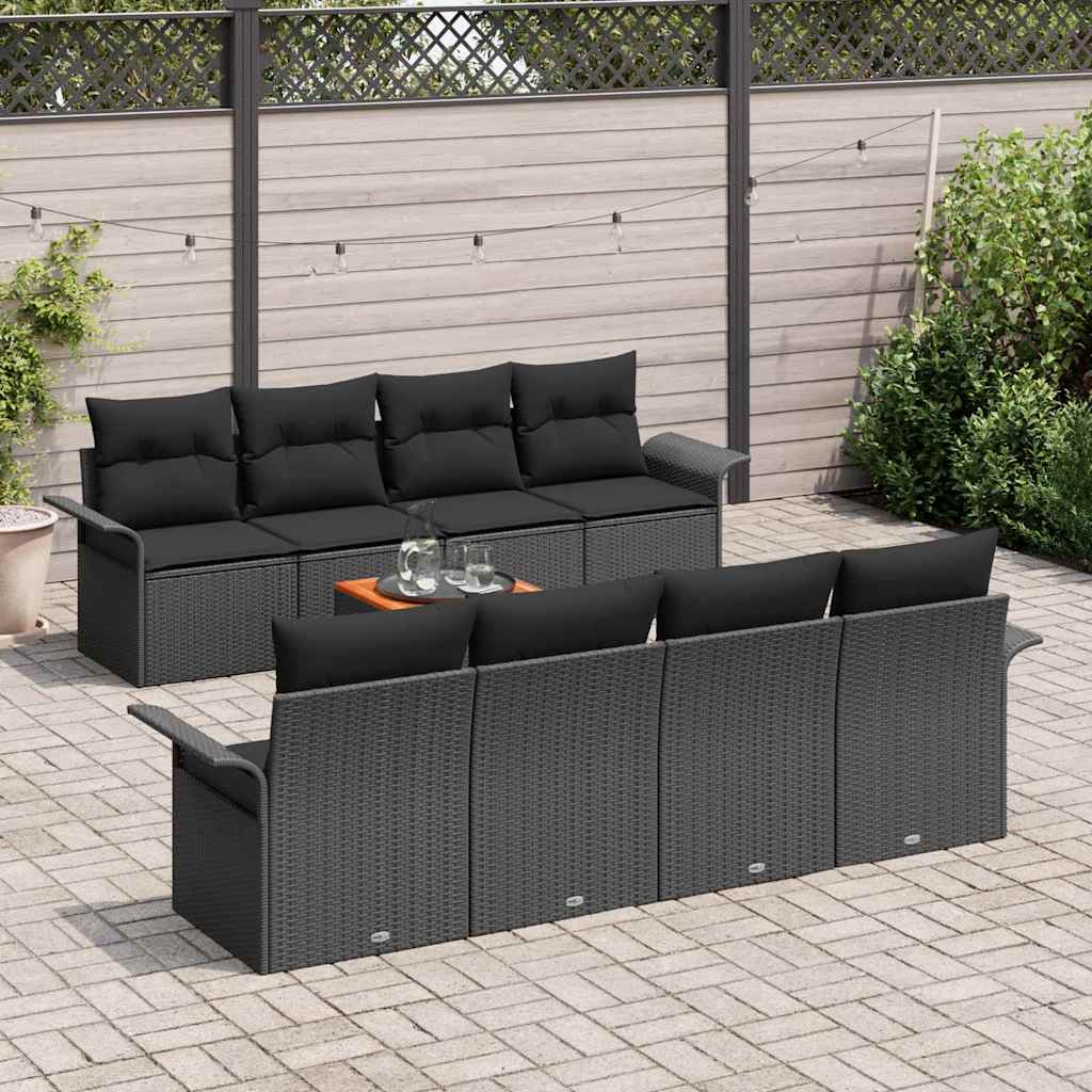 Gartensofa-set 9 stk. Schwarz Poly-Rattan