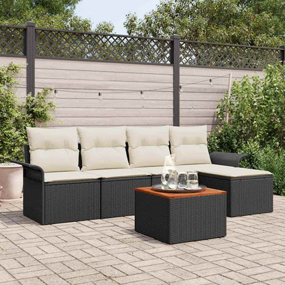 Gartensofa-set 6 stk. Schwarz Poly-Rattan