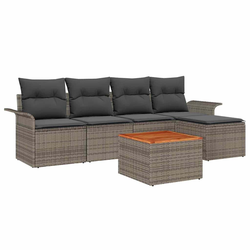Gartensofa-set 6 stk. Grau Poly-Rattan