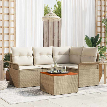 Gartensofa-set 5 stk. Beige Poly-Rattan