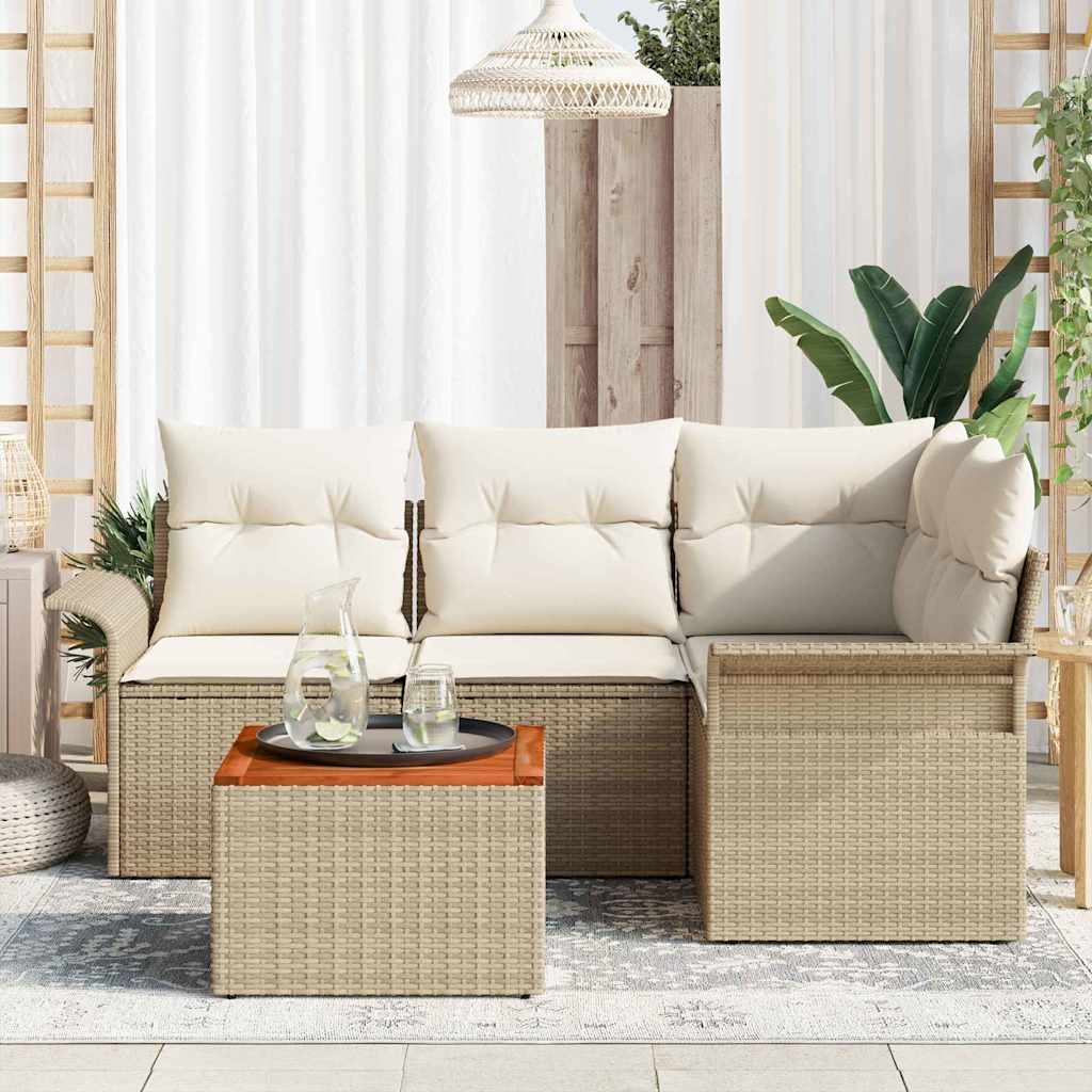 Gartensofa-set 5 stk. Beige Poly-Rattan