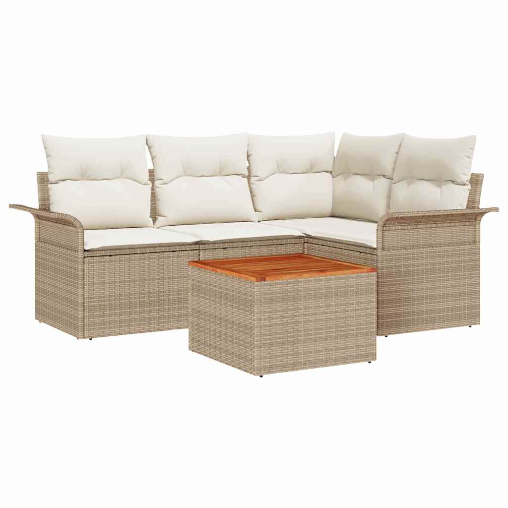 Gartensofa-set 5 stk. Beige Poly-Rattan