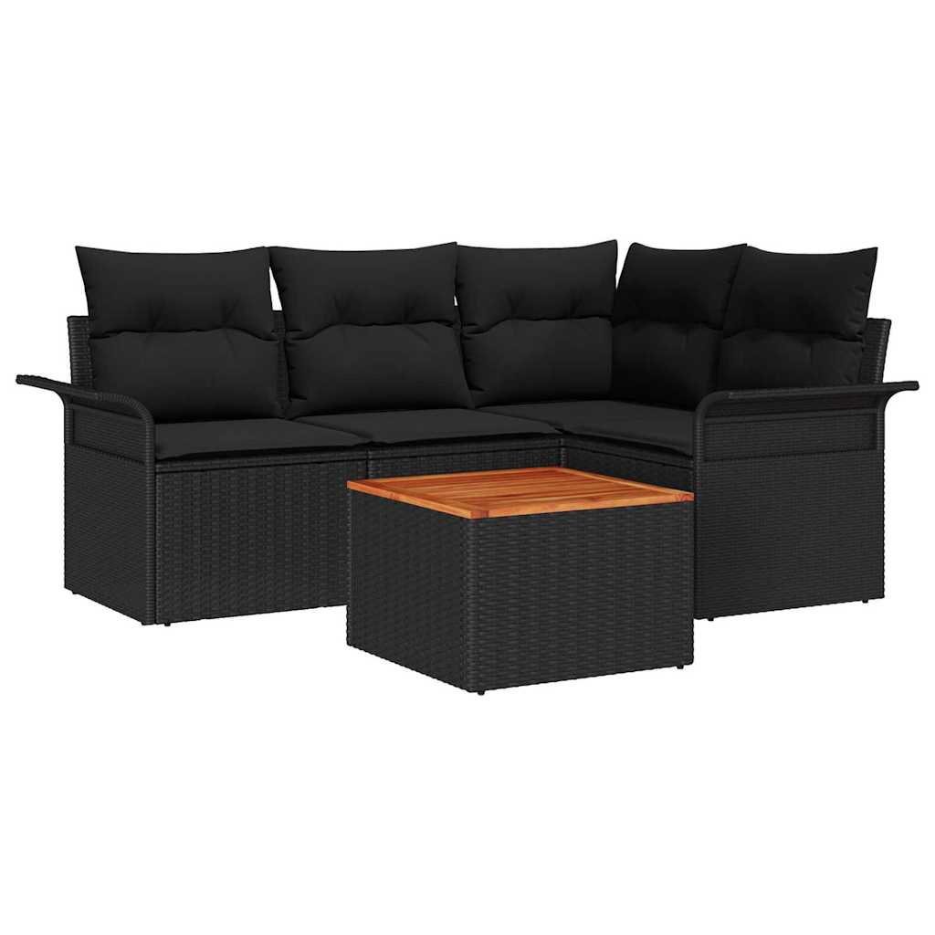 Gartensofa-set 5 Stk. Schwarz Poly-Rattan