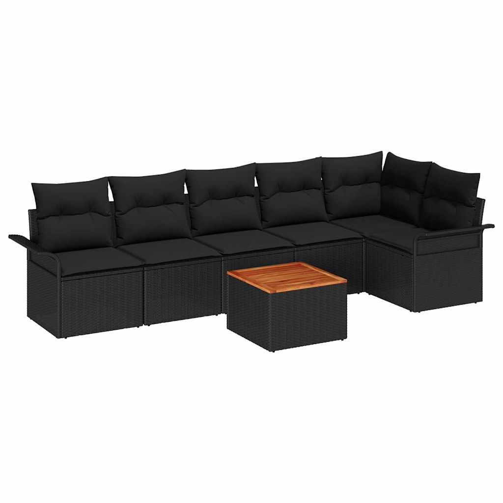 Gartensofa-set 7 Stk. Schwarz Poly-Rattan