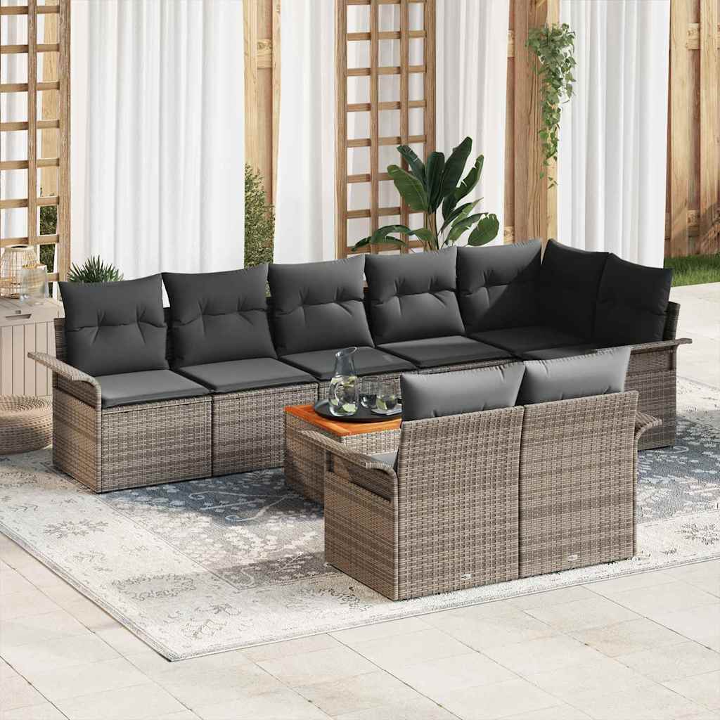 Gartensofa-set 9 stk. Grau Poly-Rattan