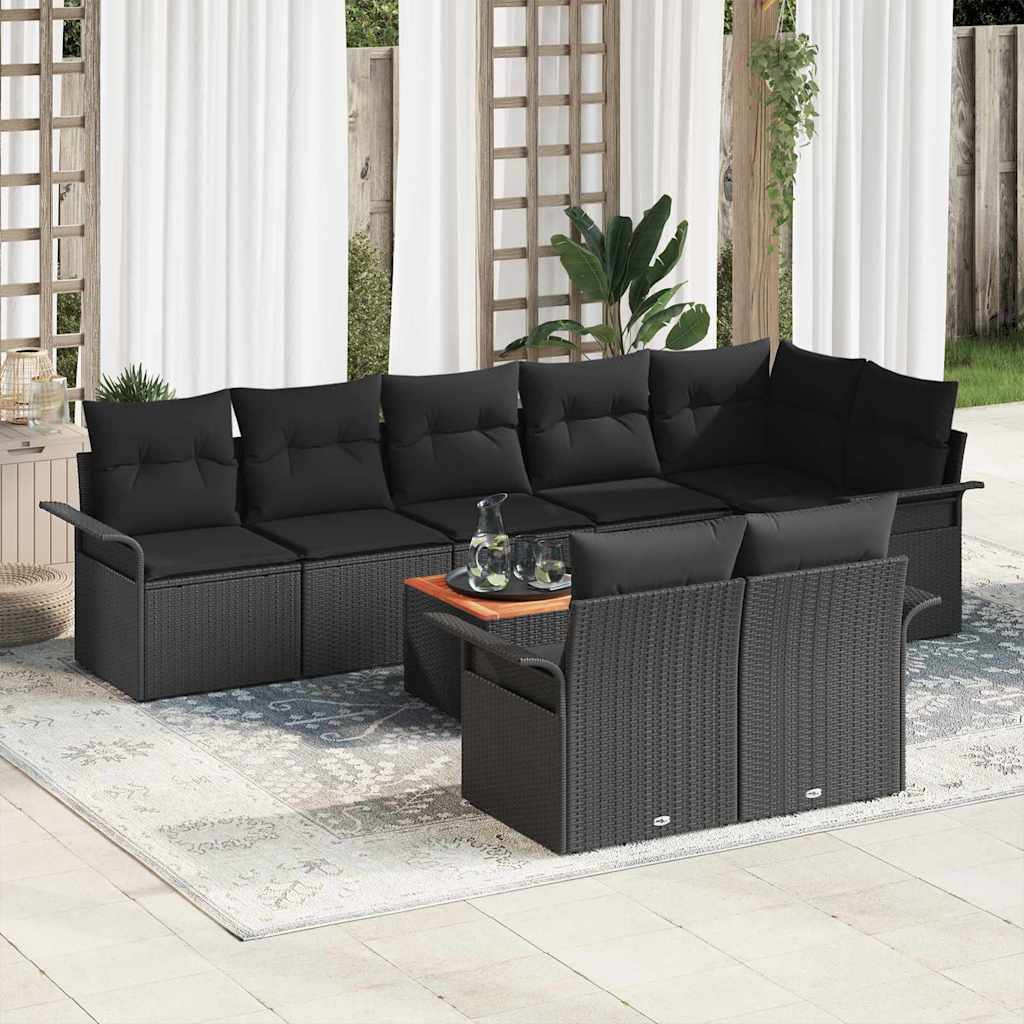 Gartensofa-set 9 stk. Schwarz Poly-Rattan