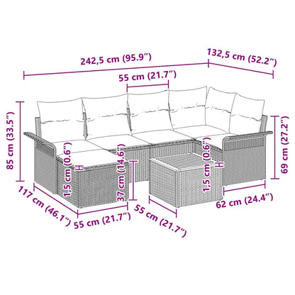 Gartensofa-set 7 stk. Beige Poly-Rattan