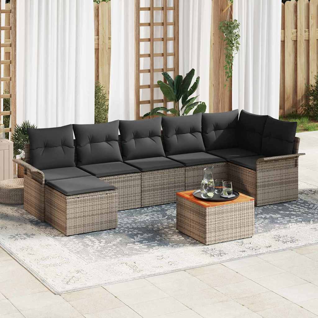 Gartensofa-set 8 stk. Grau Poly-Rattan