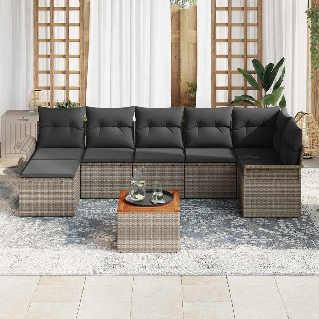 Gartensofa-set 8 stk. Grau Poly-Rattan