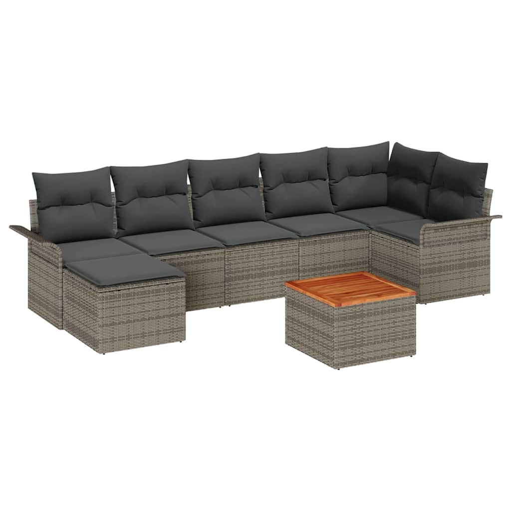Gartensofa-set 8 stk. Grau Poly-Rattan