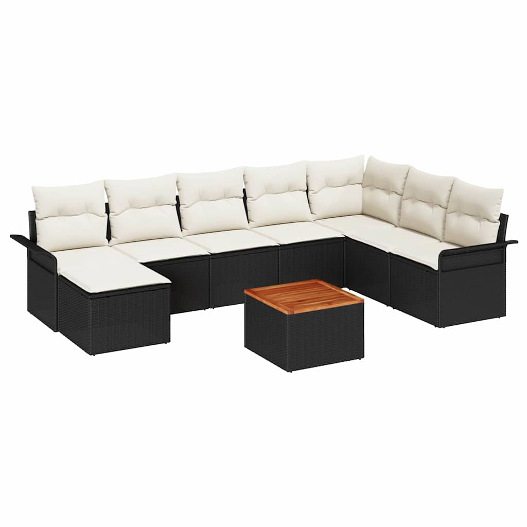 Gartensofa-set 9 stk. Schwarz Poly-Rattan
