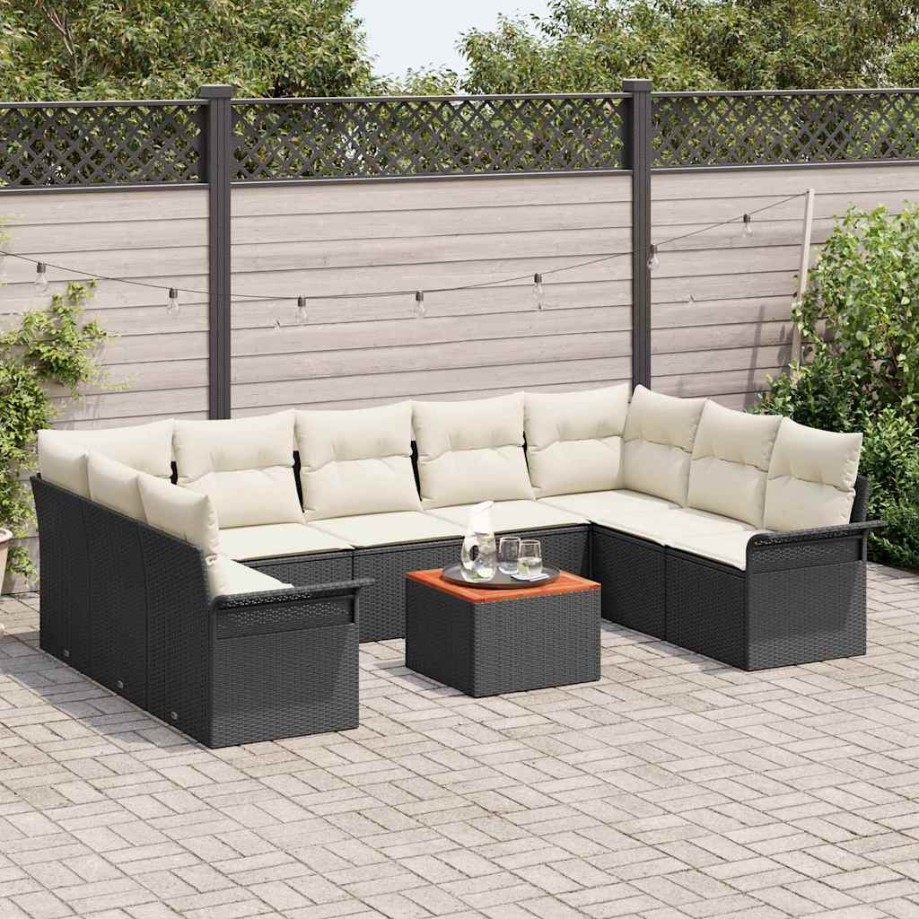Gartensofa-set 10 stk. Schwarz Poly-Rattan