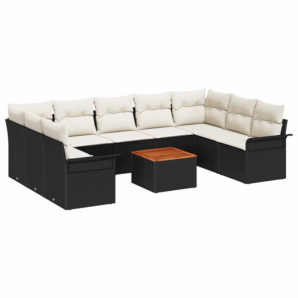 Gartensofa-set 10 stk. Schwarz Poly-Rattan