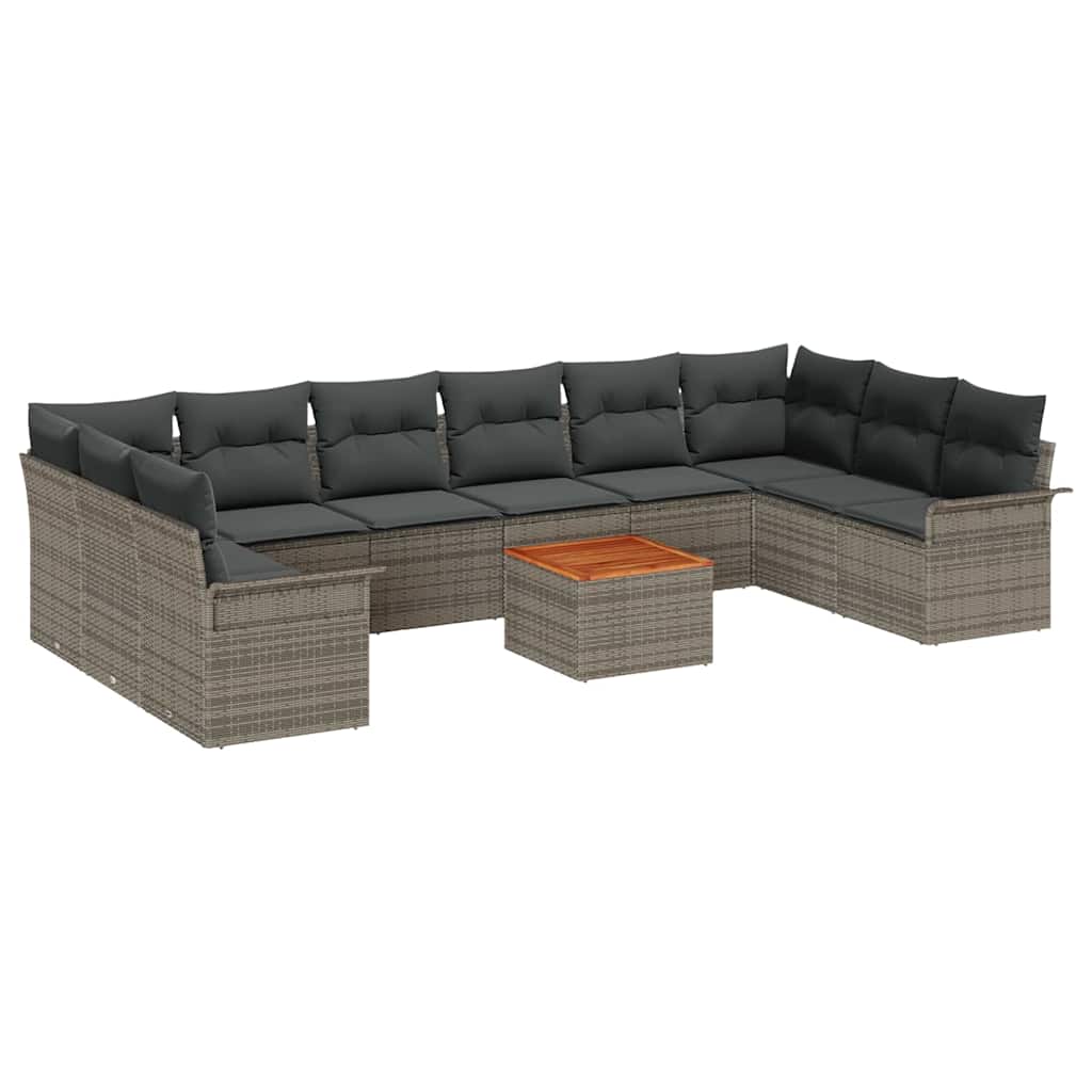 Gartensofa-set 11 stk. Grau Poly-Rattan