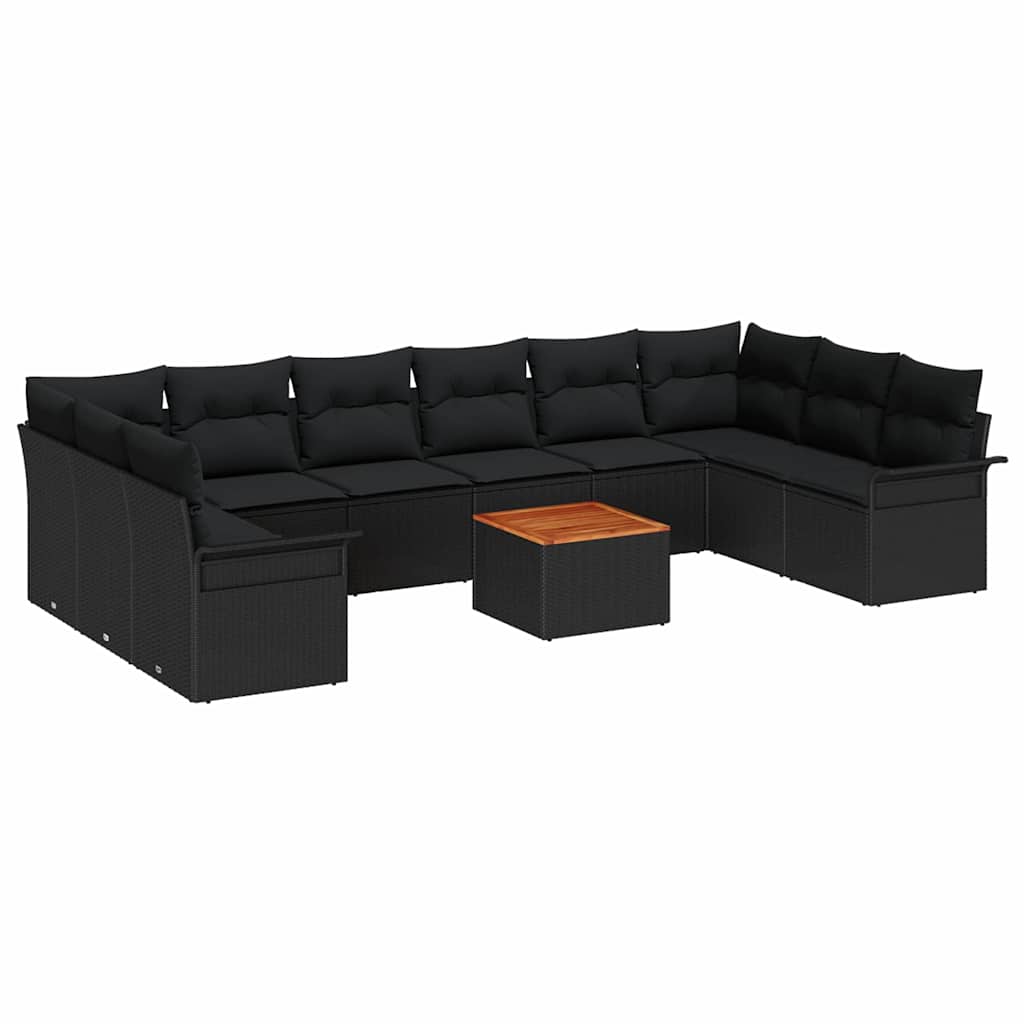 Gartensofa-set 11 stk. Schwarz Poly-Rattan