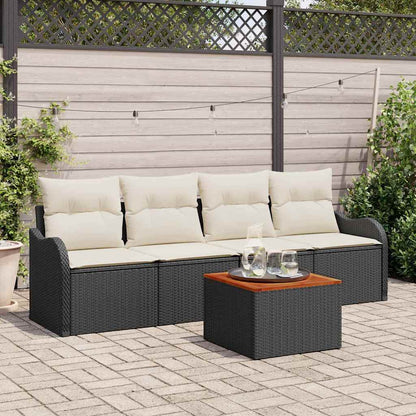 Gartensofa-set 5 stk. Schwarz Poly-Rattan