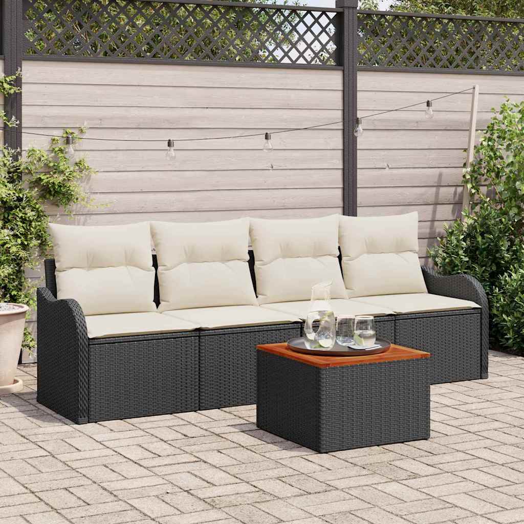 Gartensofa-set 5 Stk. Schwarz Poly-Rattan