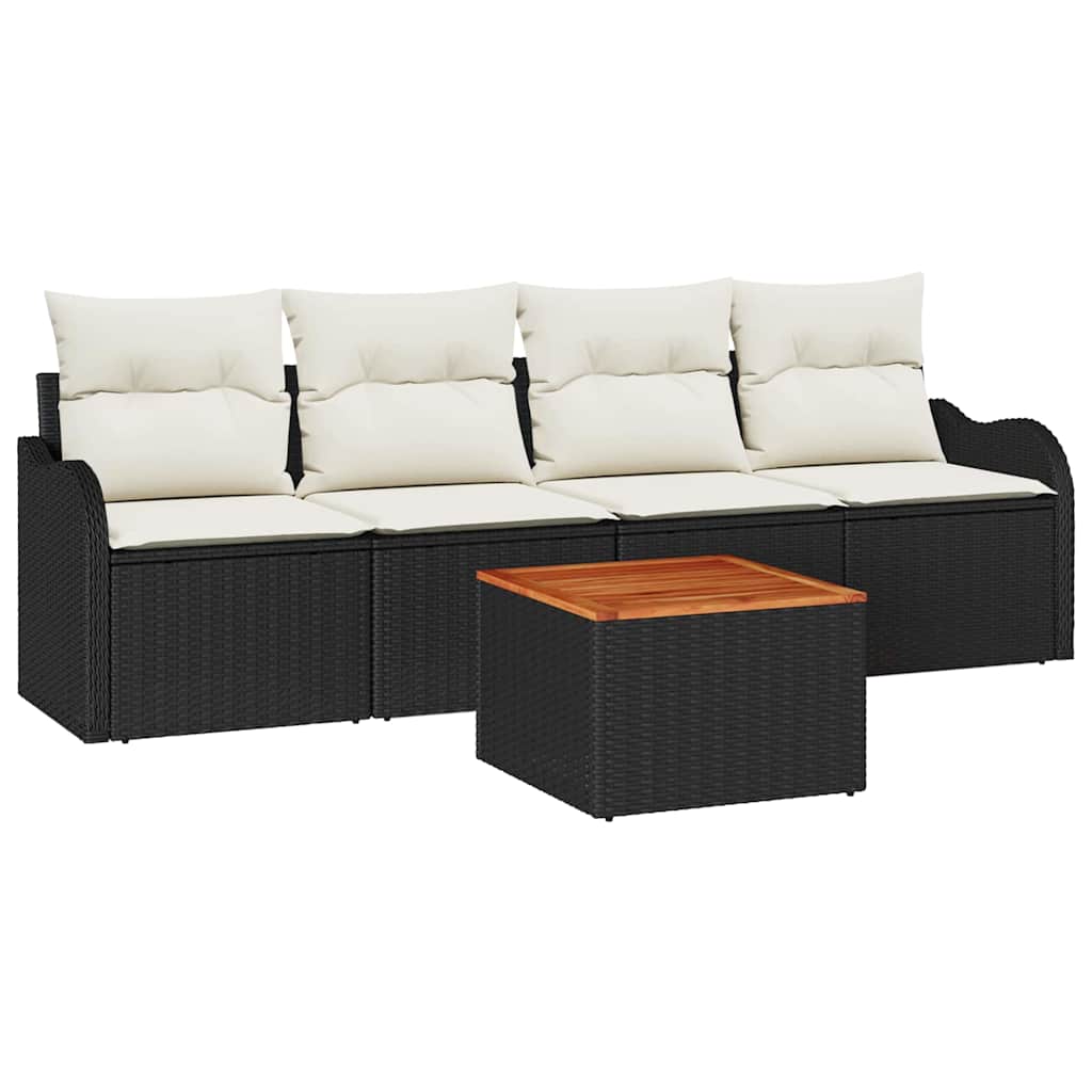 Gartensofa-set 5 Stk. Schwarz Poly-Rattan