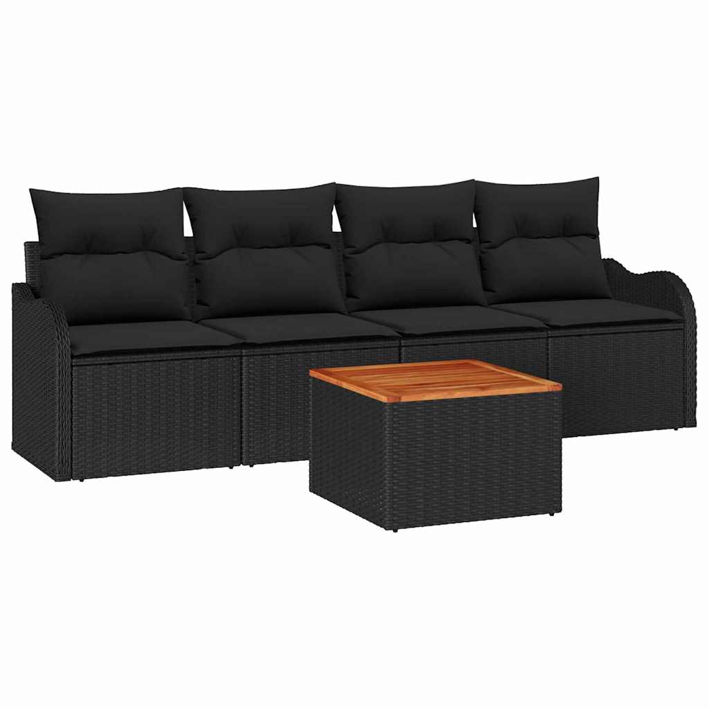 Gartensofa-set 5 stk. Schwarz Poly-Rattan
