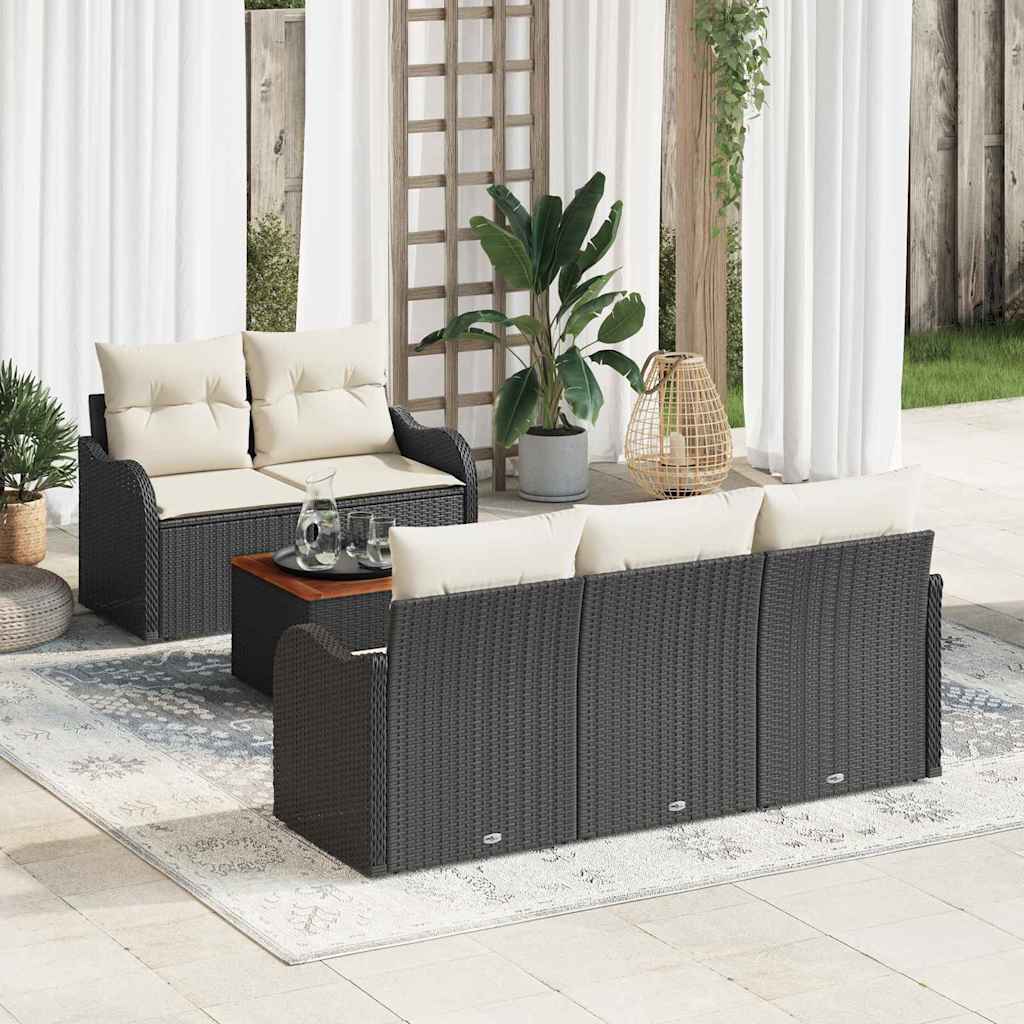 Gartensofa-set 6 Stk. Schwarz Poly-Rattan