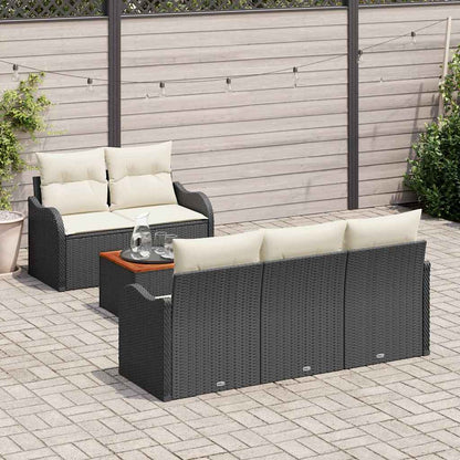Gartensofa-set 6 stk. Schwarz Poly-Rattan