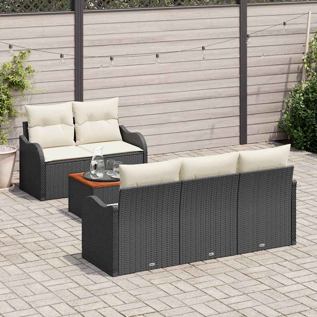 Gartensofa-set 6 Stk. Schwarz Poly-Rattan