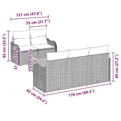 Gartensofa-set 6 stk. Beige Poly-Rattan
