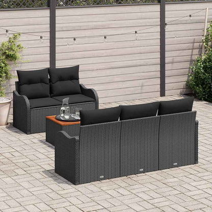 Gartensofa-set 6 stk. Schwarz Poly-Rattan