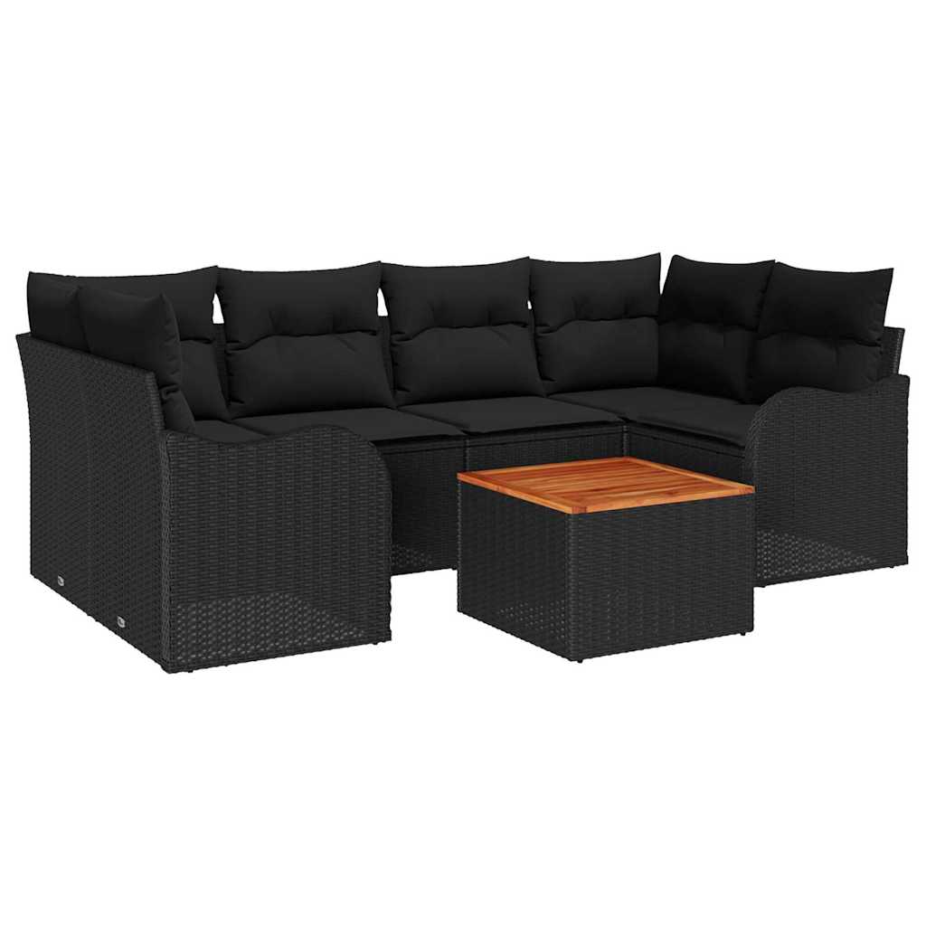 Gartensofa-set 7 stk. Schwarz Poly-Rattan