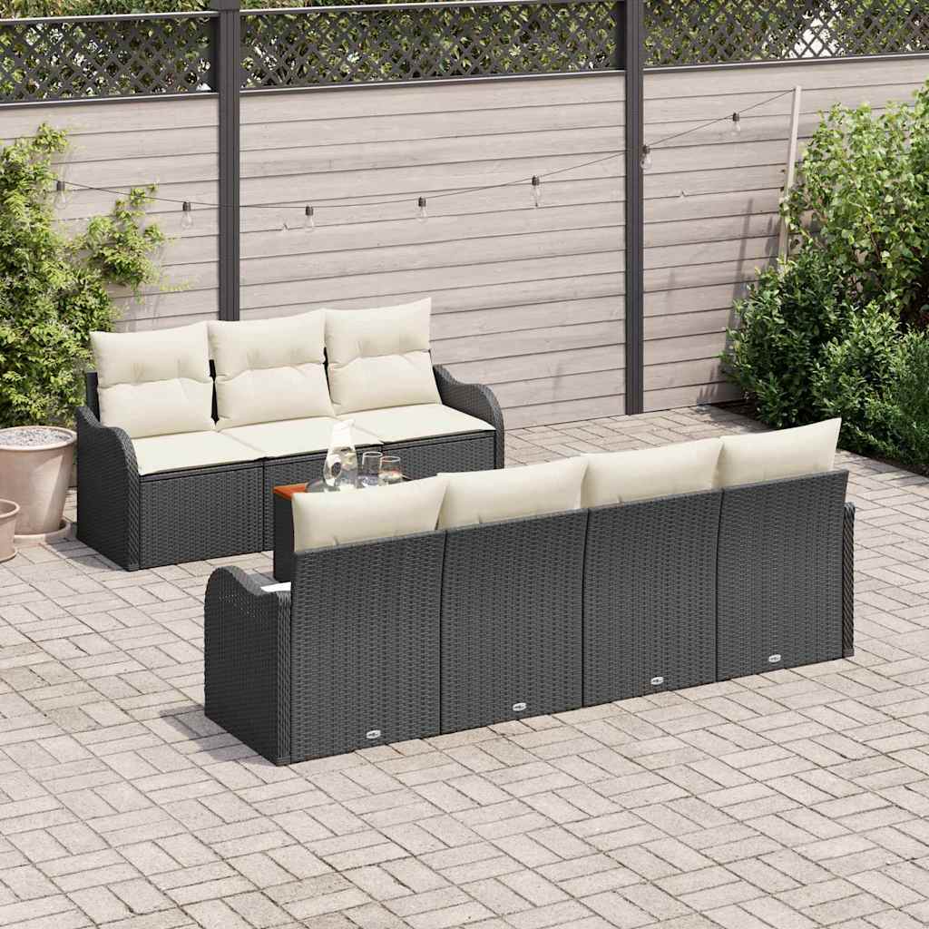Gartensofa-set 8 stk. Schwarz Poly-Rattan
