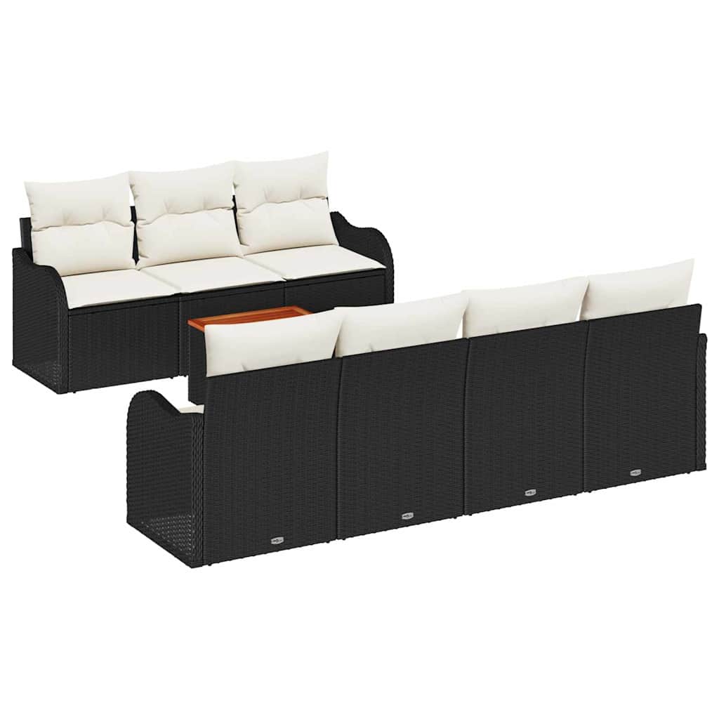 Gartensofa-set 8 stk. Schwarz Poly-Rattan