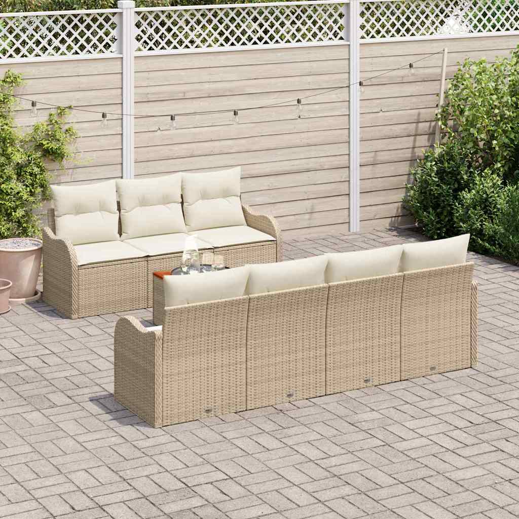 Gartensofa-set 8 stk. Beige Poly-Rattan