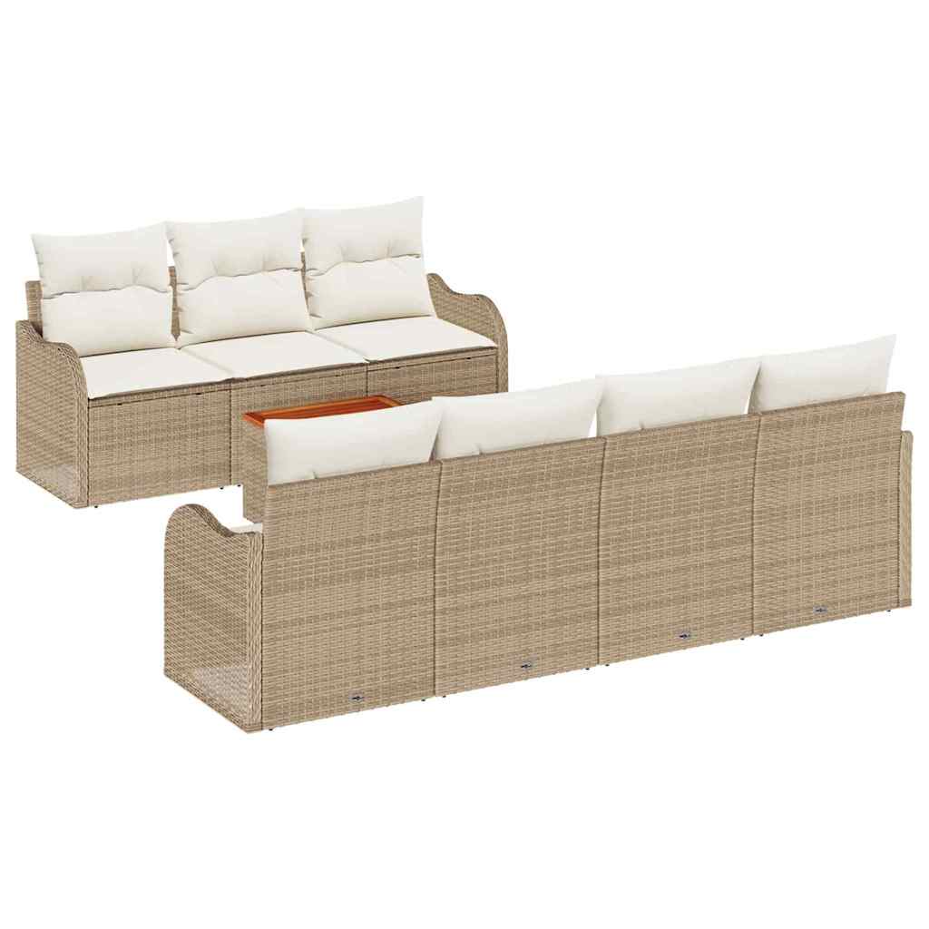 Gartensofa-set 8 stk. Beige Poly-Rattan