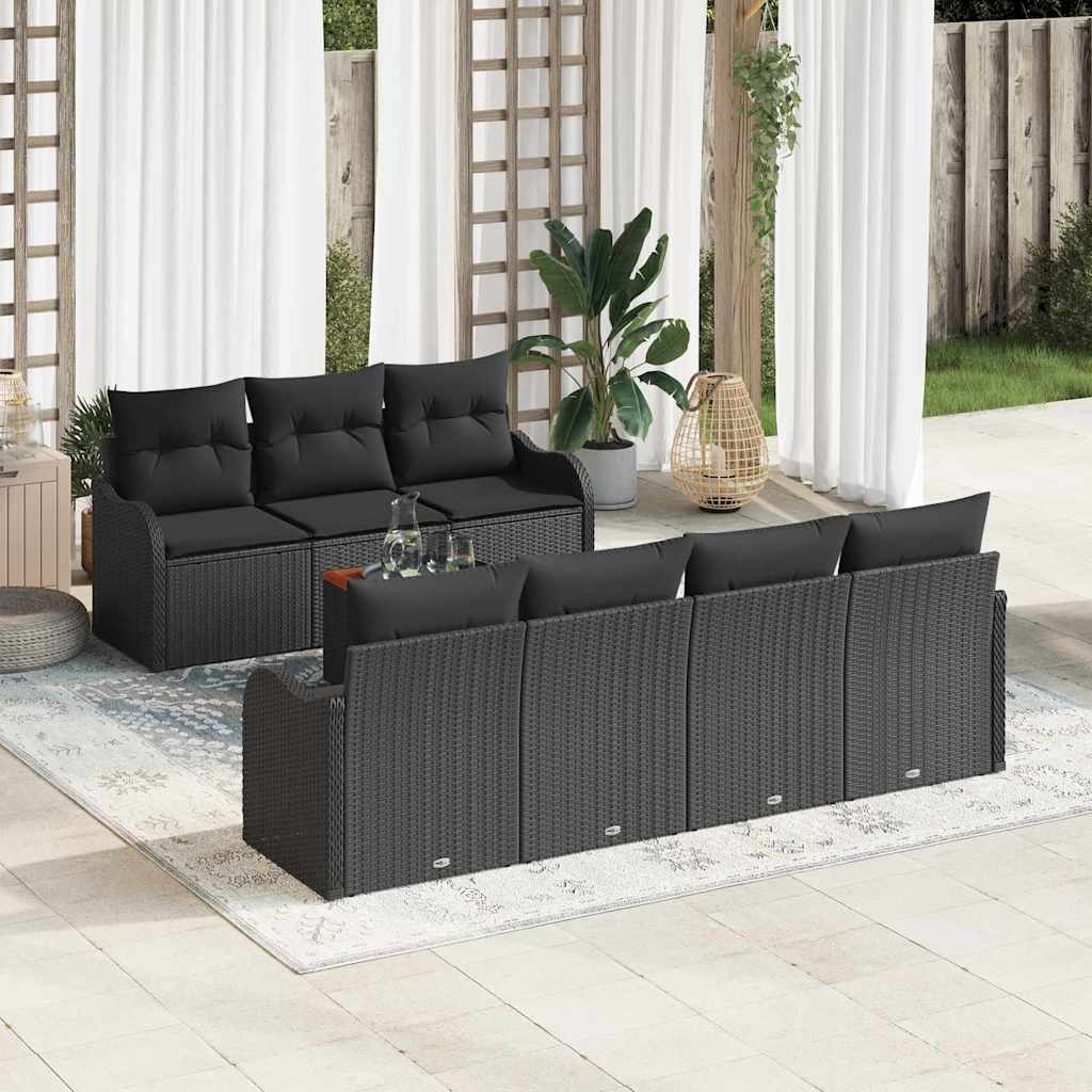 Gartensofa-set 8 stk. Schwarz Poly-Rattan