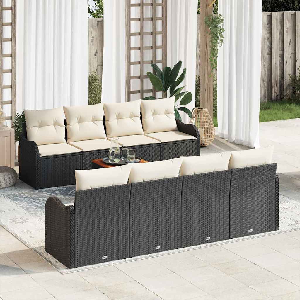 Gartensofa-set 9 stk. Schwarz Poly-Rattan