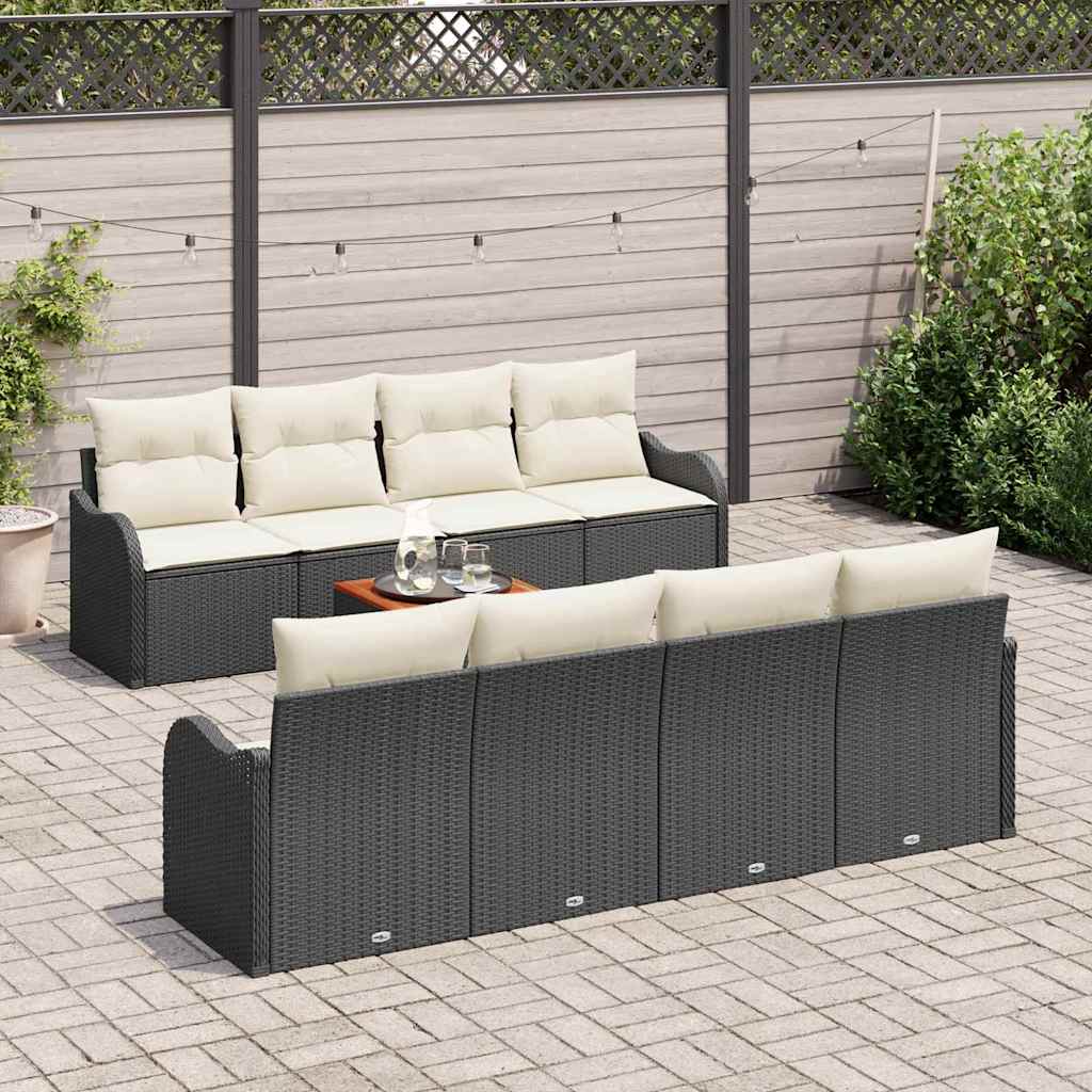 Gartensofa-set 9 stk. Schwarz Poly-Rattan