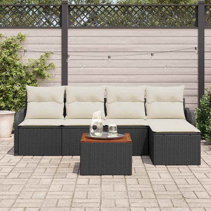 Gartensofa-set 6 stk. Schwarz Poly-Rattan