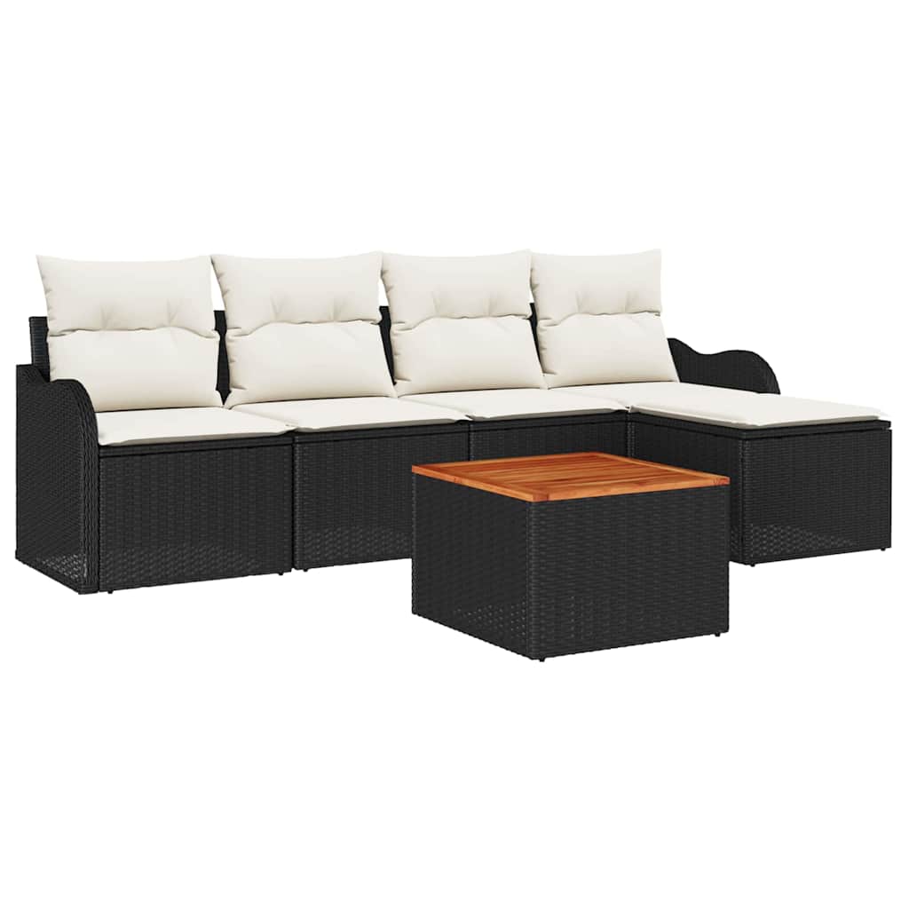 Gartensofa-set 6 Stk. Schwarz Poly-Rattan