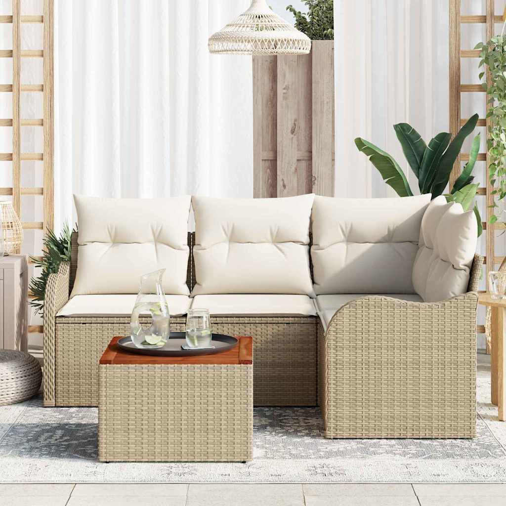 Gartensofa-set 5 stk. Beige Poly-Rattan