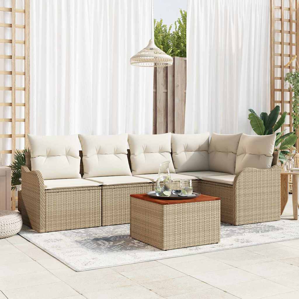 Gartensofa-set 6 stk. Beige Poly-Rattan