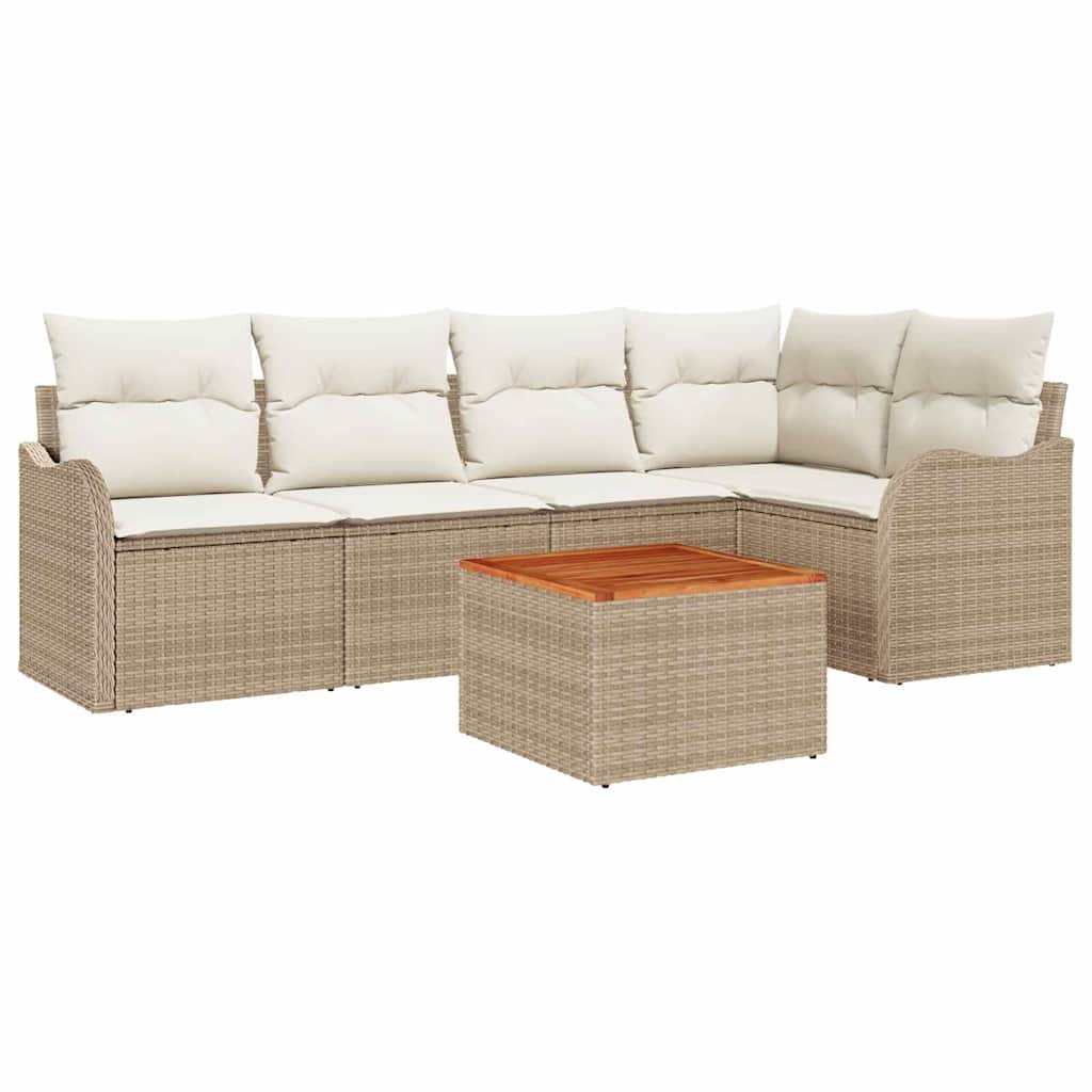 Gartensofa-set 6 stk. Beige Poly-Rattan