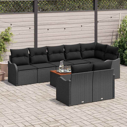 Gartensofa-set 9 stk. Schwarz Poly-Rattan