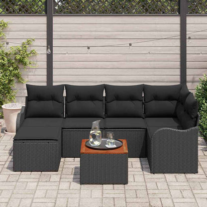 Gartensofa-set 7 stk. Schwarz Poly-Rattan